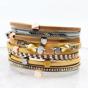 Leather Magnetic Bracelet (Rose Gold)
